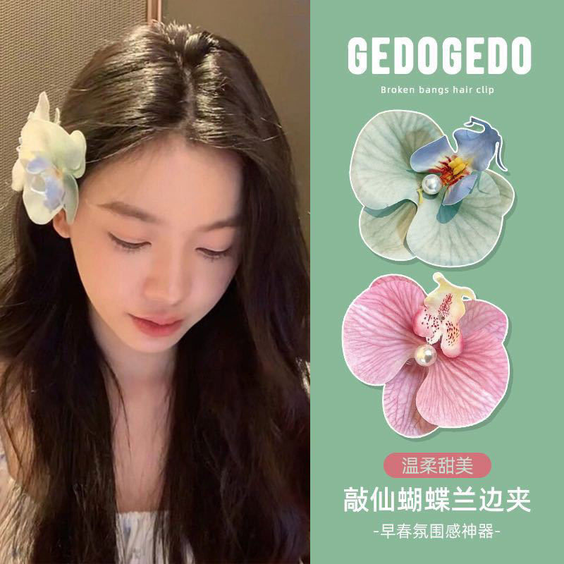 Korean Sweet Romantic Purple Phalaenopsis Flower Hairpin For Women Girls Trendy Hair Clip Claw 2024 New Barrettes Charm Headwear