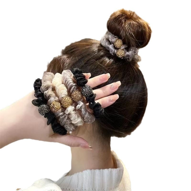 Hollow Rhinestone Small Intestine Hair Ring