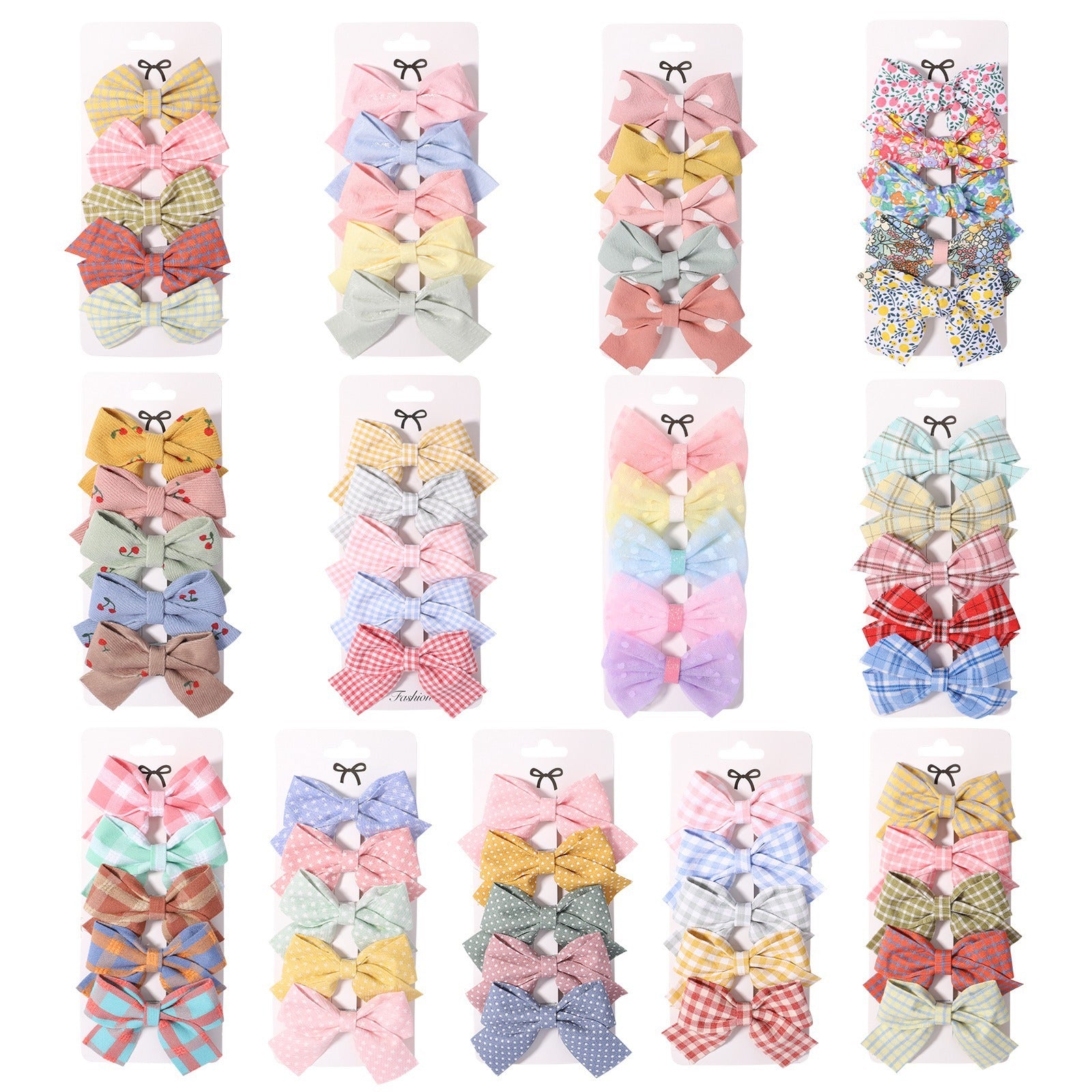 Fabric Plaid Bow Barrettes Floral Plaid A Pair Of Hairclips