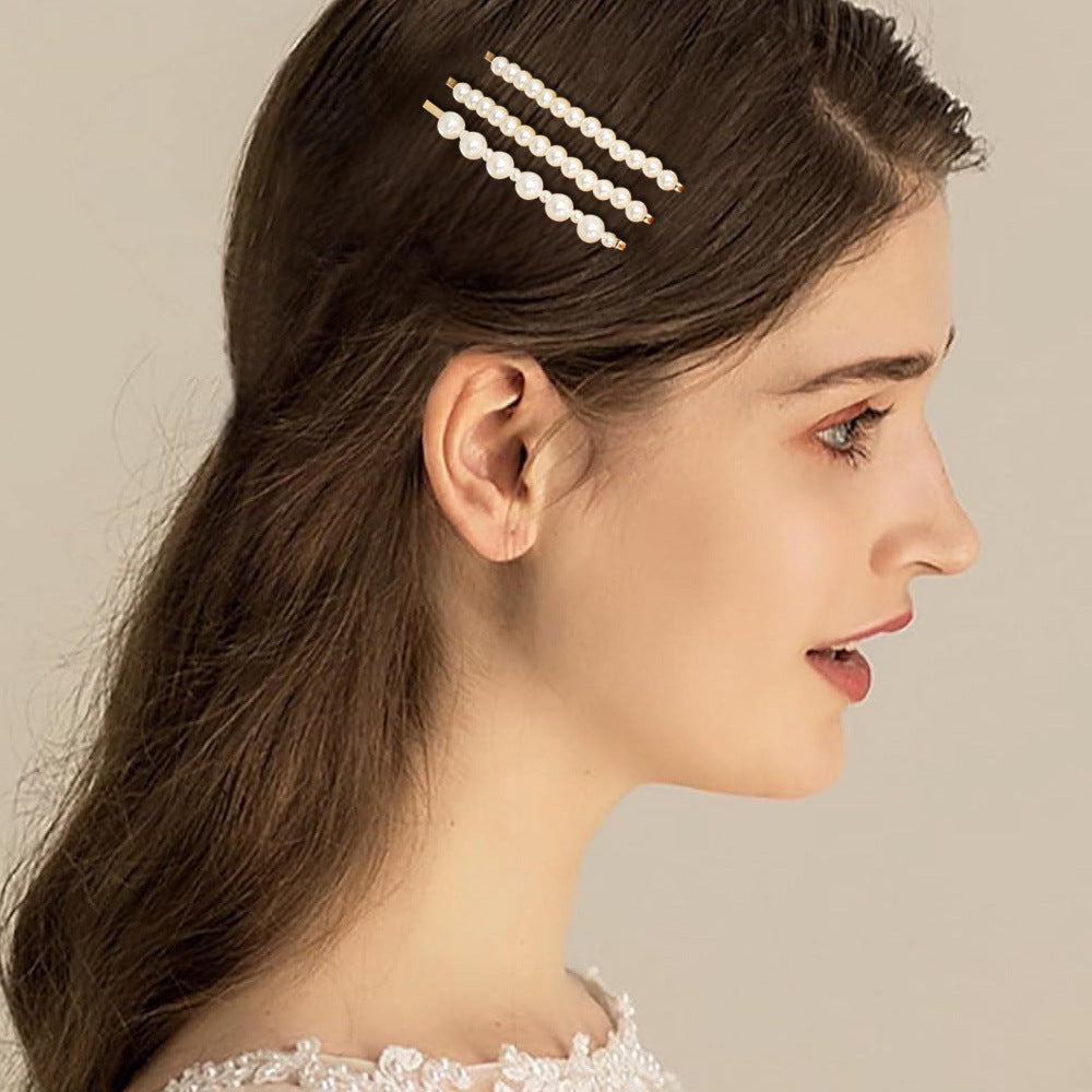 Popular Best Hair Accessories Pearl Barrettes Updo BB Clip Shredded Hairpin Fishing Thread Hand-woven Hair Clip Bang Side Clip