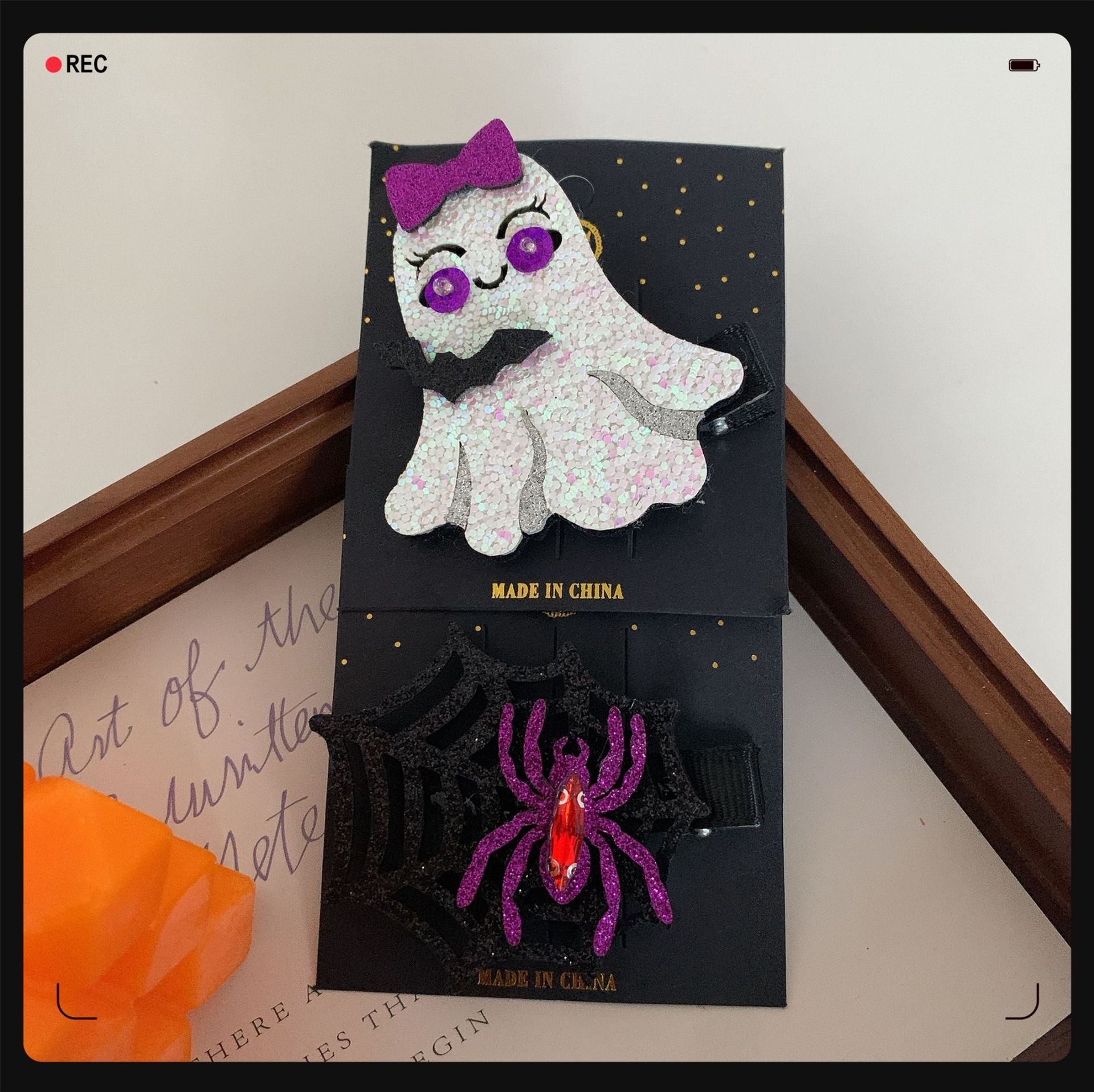Children's Pumpkin Skull Barrettes Halloween Bat Barrettes