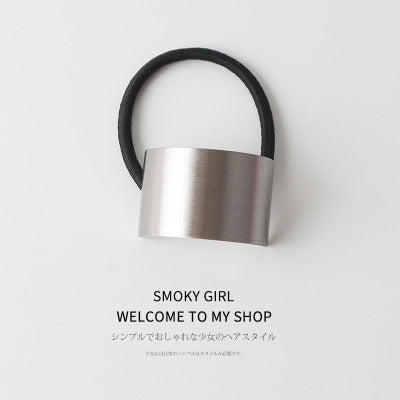 European And American Ins Cold Style Geometric Metal Brushed Hollow Hair Ring