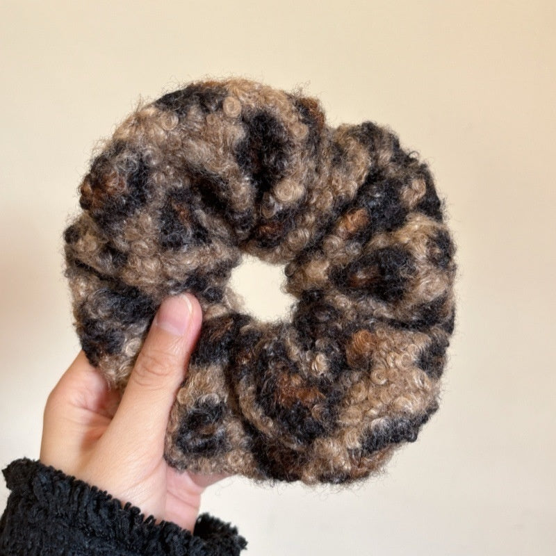 Autumn And Winter Plush Leopard Bow Balls Clip Temperament Female Updo Shark Clip