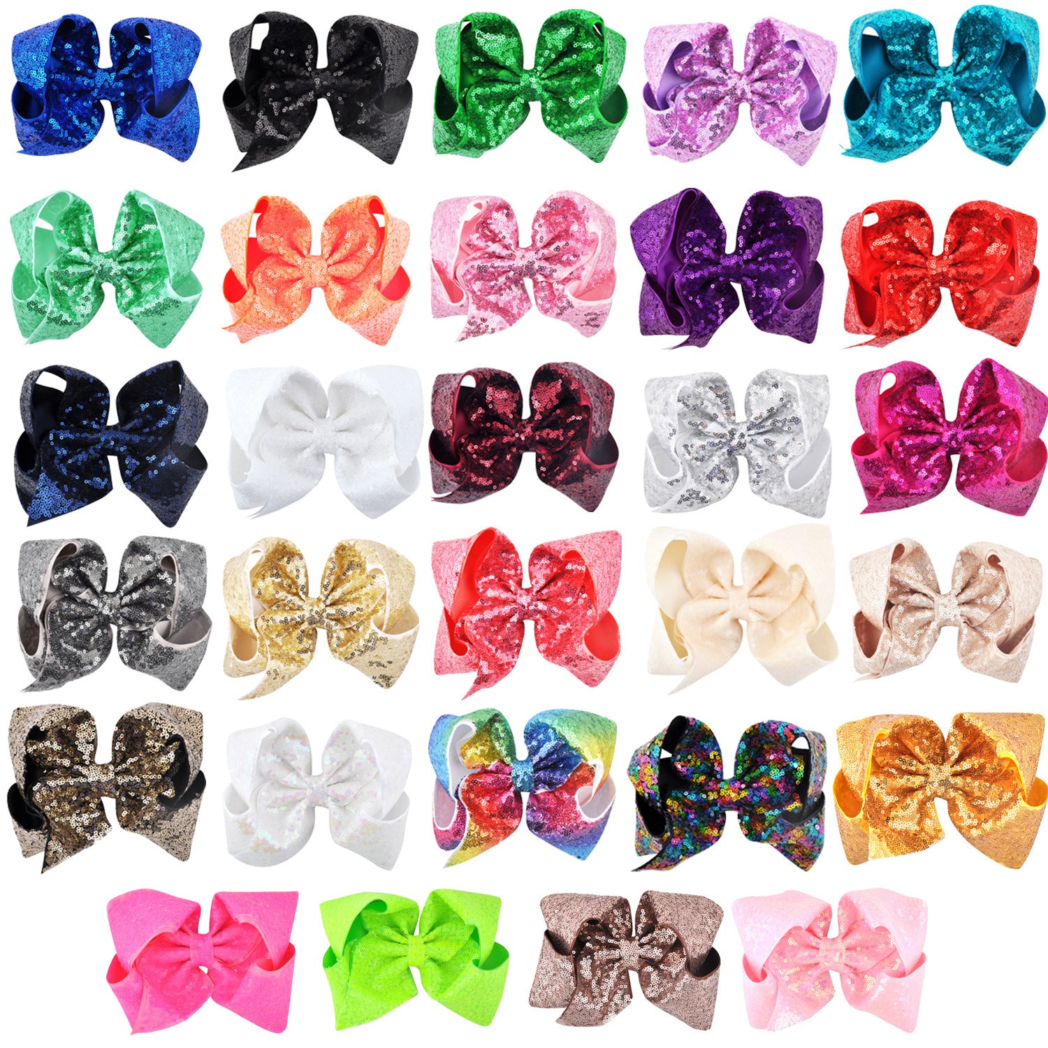 Women's Solid Color Sequin Big Bow Hair Clip