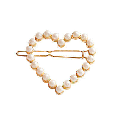 Ladies Full Heart Pearl Bow Cutout Hair Clip