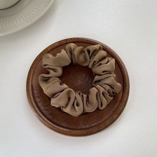 Cream Texture Silky Satin French Black Large Intestine Hair Ring