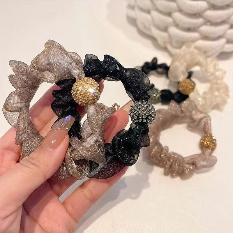 Hollow Rhinestone Small Intestine Hair Ring