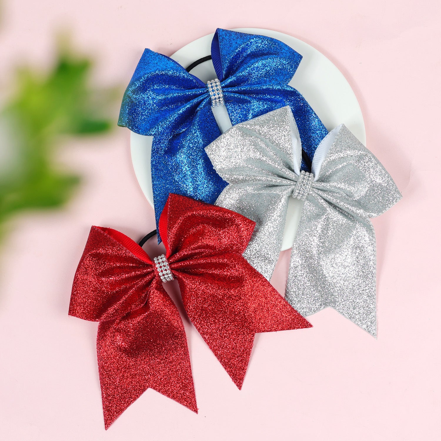 Solid Color Gold Leaf Glitter Light Diamond Dovetail Bowknot Hair Ring