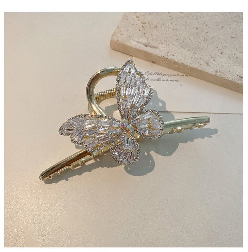 Best Super Fairy Full Diamond Butterfly Metal Grip Large High Sense Shark Clip
