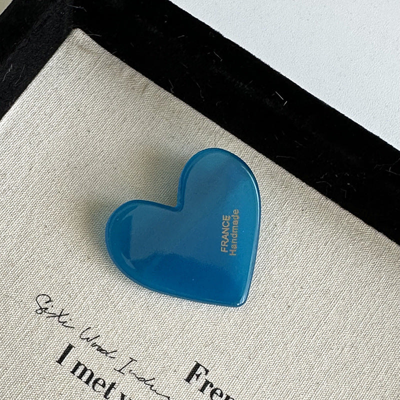 Purple Blue Milky White Black Green Heart Acrylic Barrettes