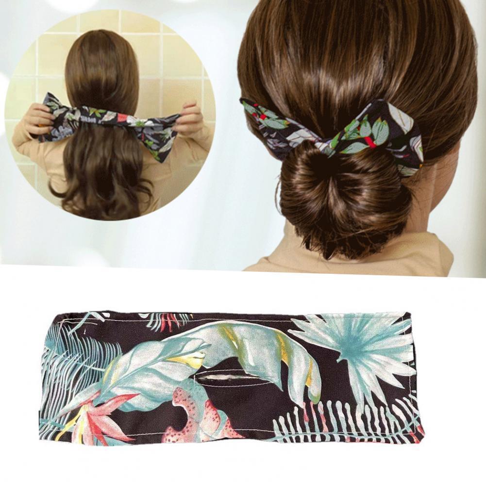 Printed Bow  Ring Rope Wire Fixed Hair Band