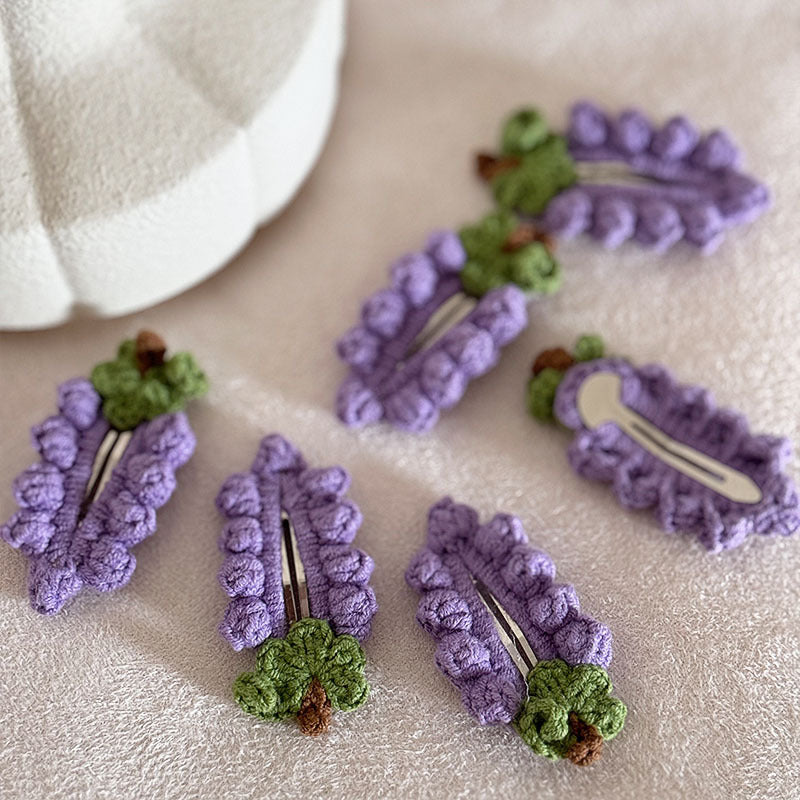 Grape Purple Wool Barrettes Cute Fabric Fruit Bang Clip