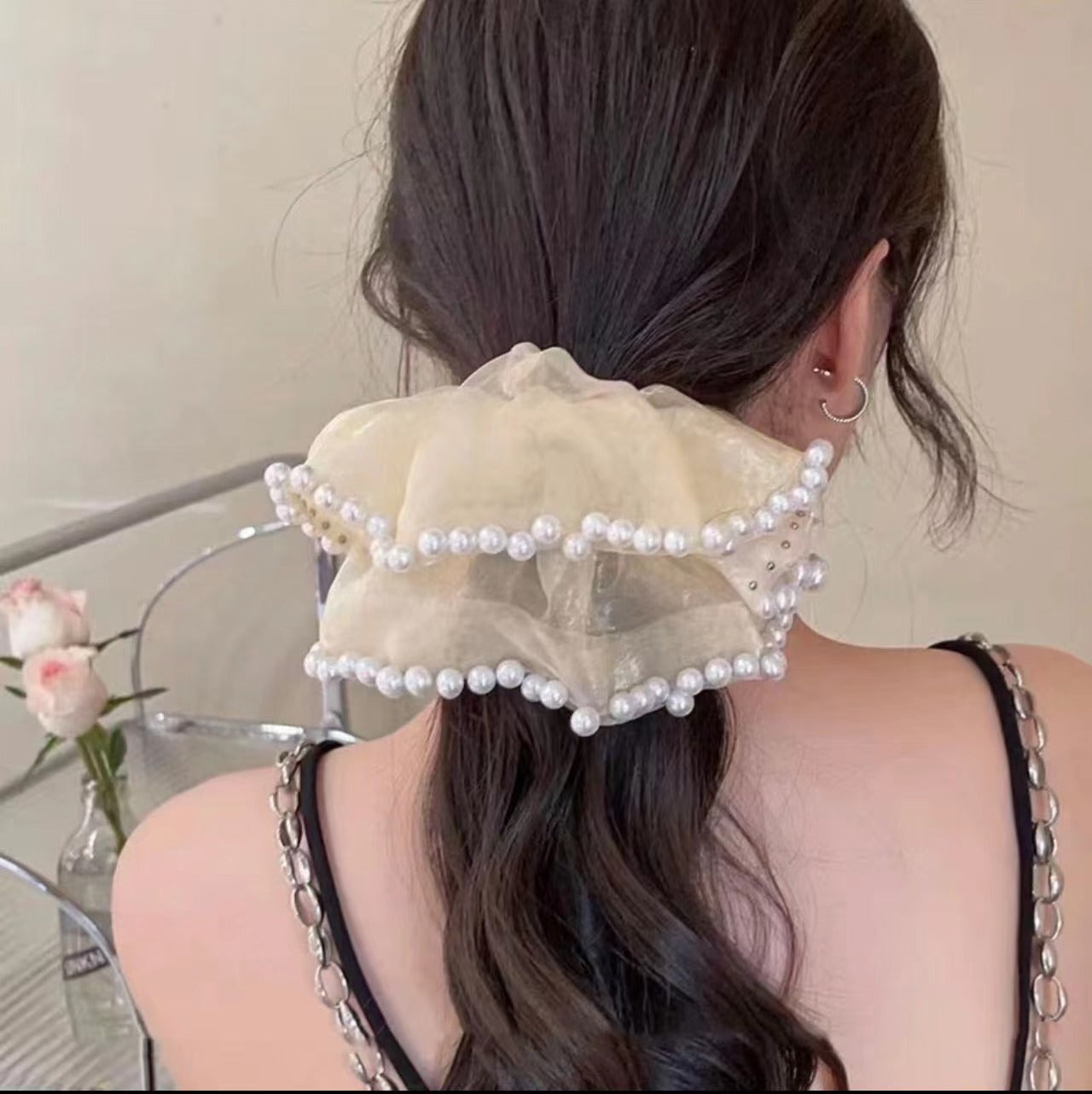 Best Women's Fashionable Temperamental All-match Lace Mesh Large Intestine Hair Ring