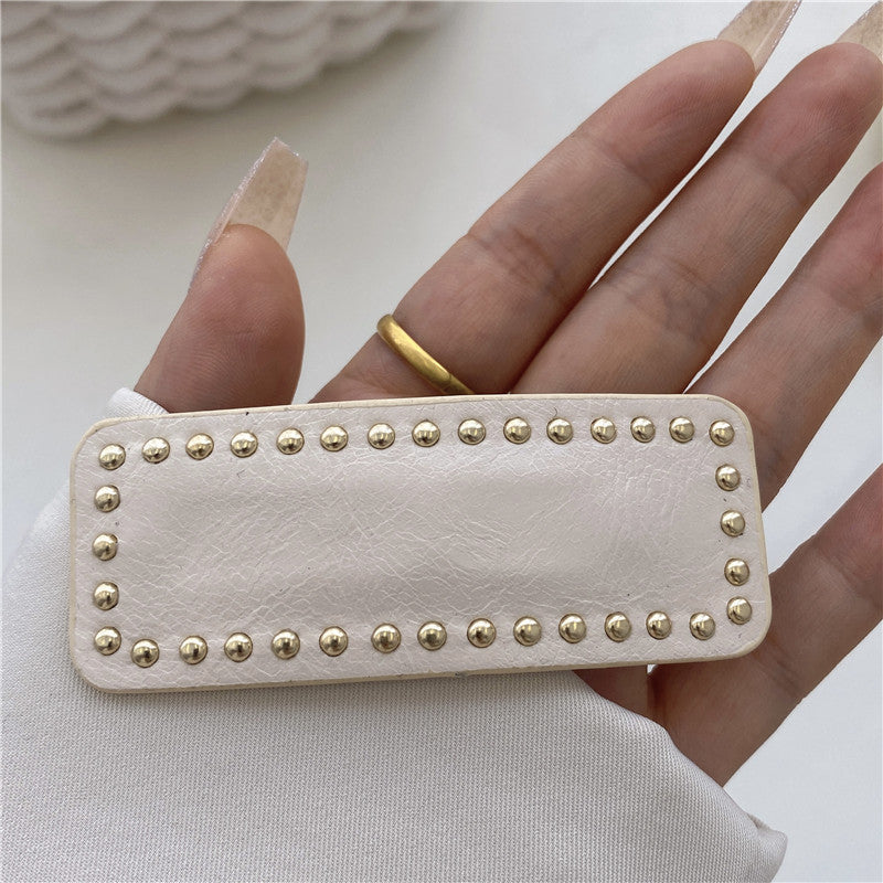 Beaded Leather Solid Color Square Simple Hair Clip