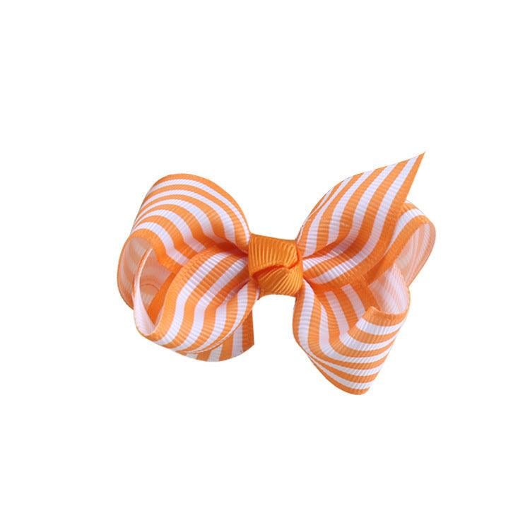 Girls Striped Headdress Bow Hair Clip