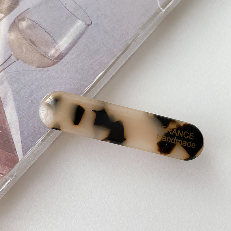 Female Color Oval Acetate Hair Clip Bar Shaped Clip