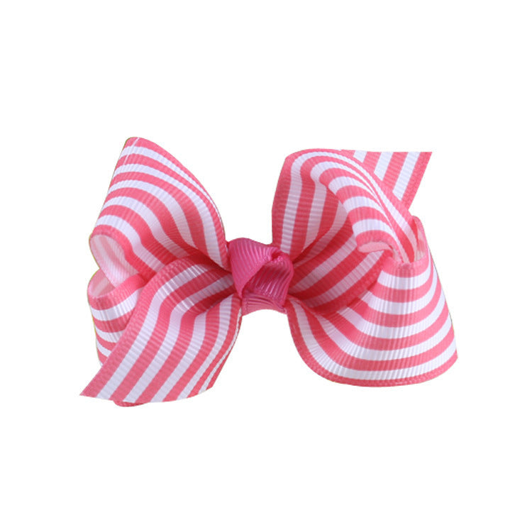 Girls Striped Headdress Bow Hair Clip