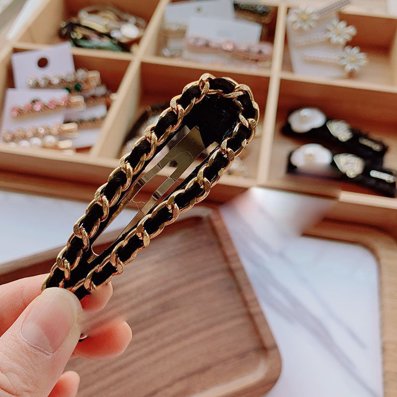 Geometric Metal Chain Barrettes Handmade