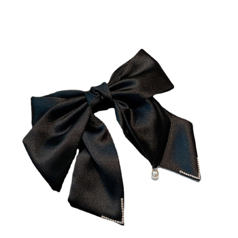 Bow Barrettes Long Pearl Spring Clip