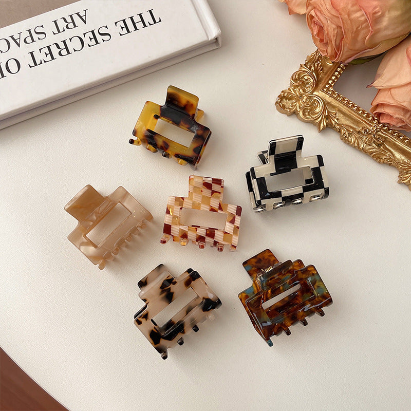Chessboard Plaid Barrettes Women's Small Size Headdress