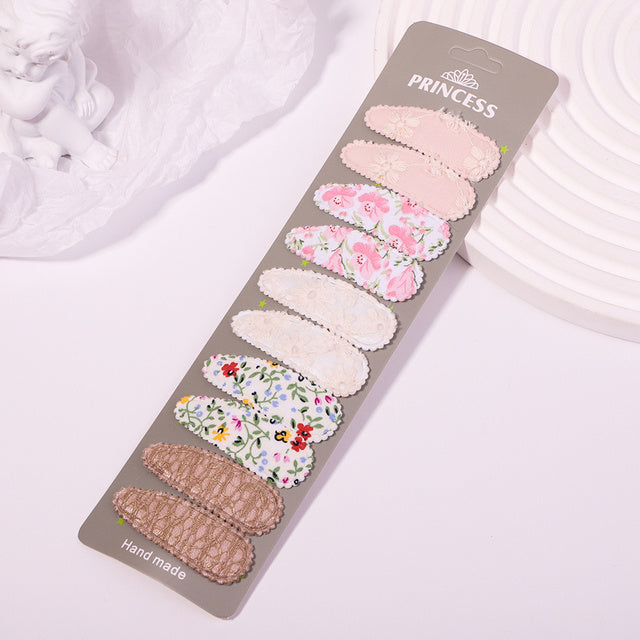 Women's Fashion Embroidered Print Teardrop Hair Clip