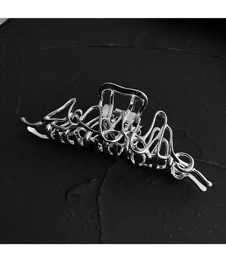 Niche Design Irregular Liquid Metal Barrettes Female Head Shark Clip