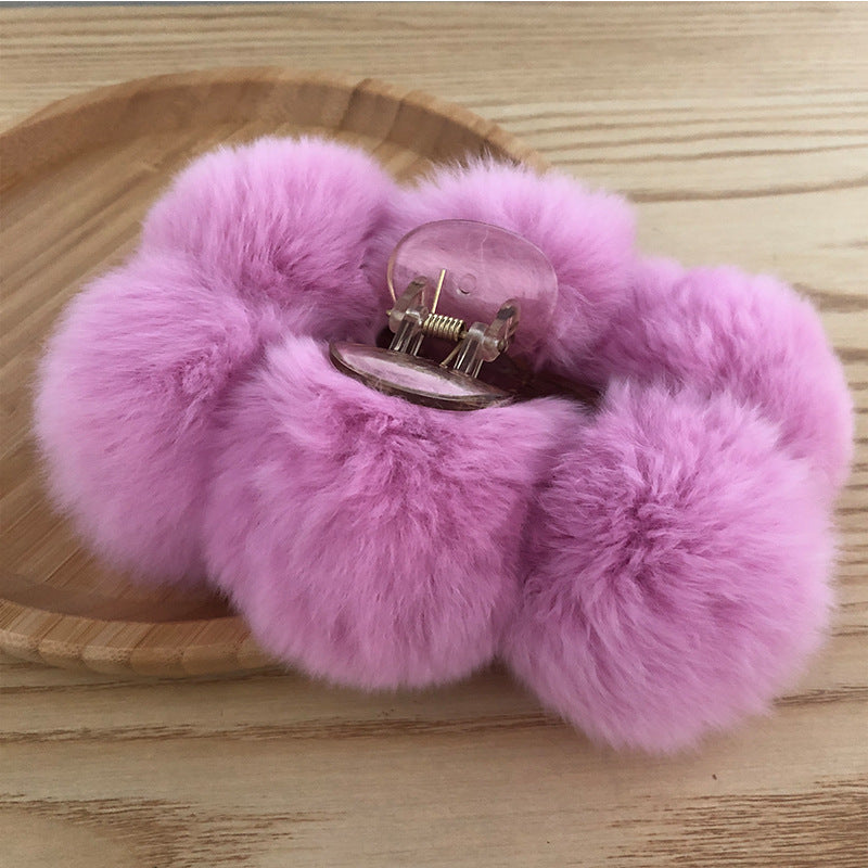 PINRex Rabbit Hair Ball Clip Large Hairpin Headwear