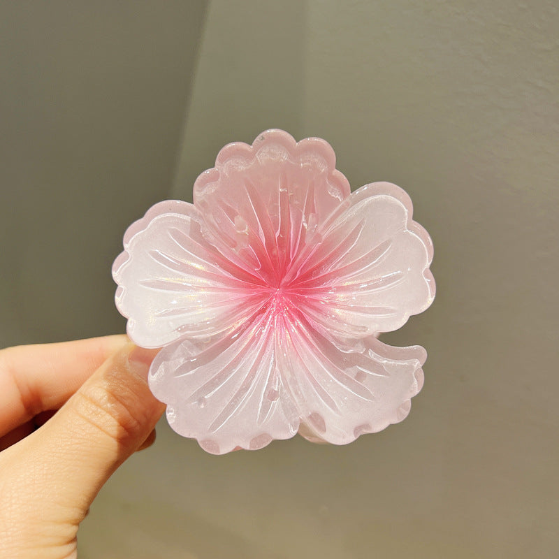 Gradient Color Curly Heart Flower Barrettes Large Headdress