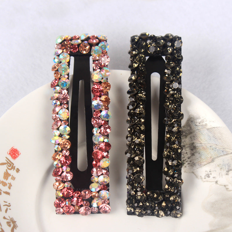 Diamond Colorful Crystals Rectangular BB Clip Break Hair Side Bang Clip