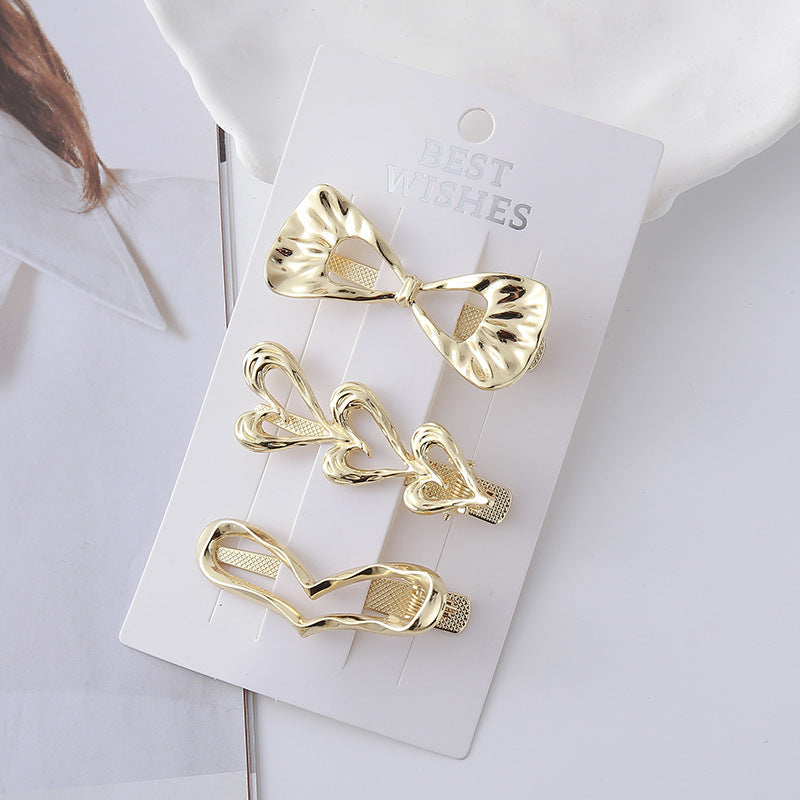 Cold Wind Metal Barrettes Silver Shaped Wave