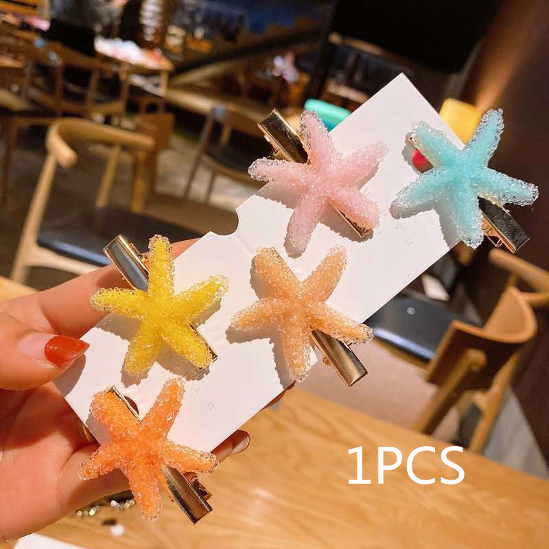 Korean Crystal Starfish Hair Clip Ladies Side Clip Duckbill Clip Macaron Hair Clip