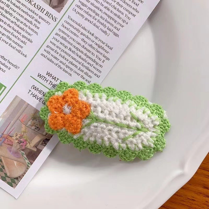 Versatile Knitted Yarn Sweet Flower Hair Clip