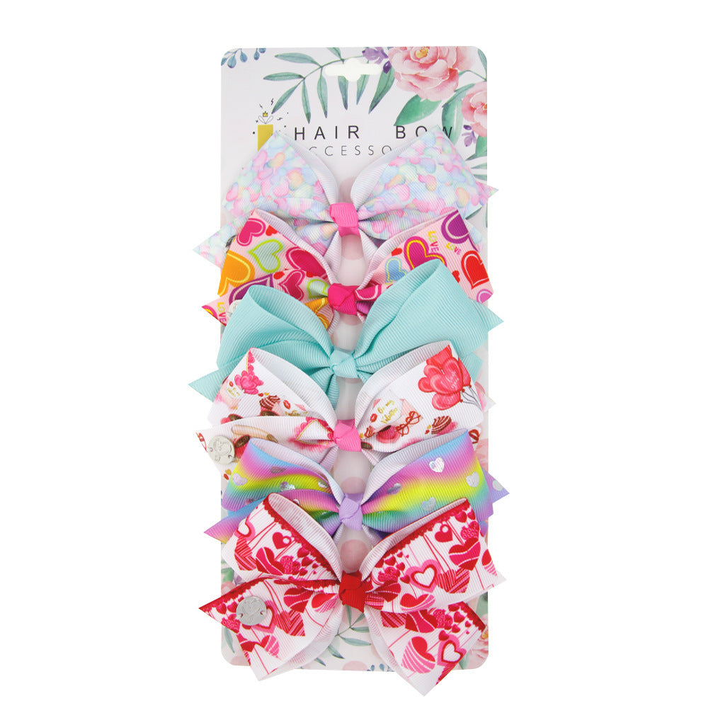 Fashion Children's Heart Bow Hair Clip Set