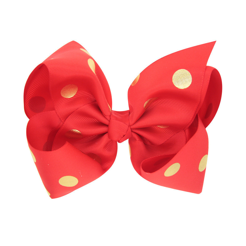 8 Inch Large Bronzing Dot Bow Hair Clip