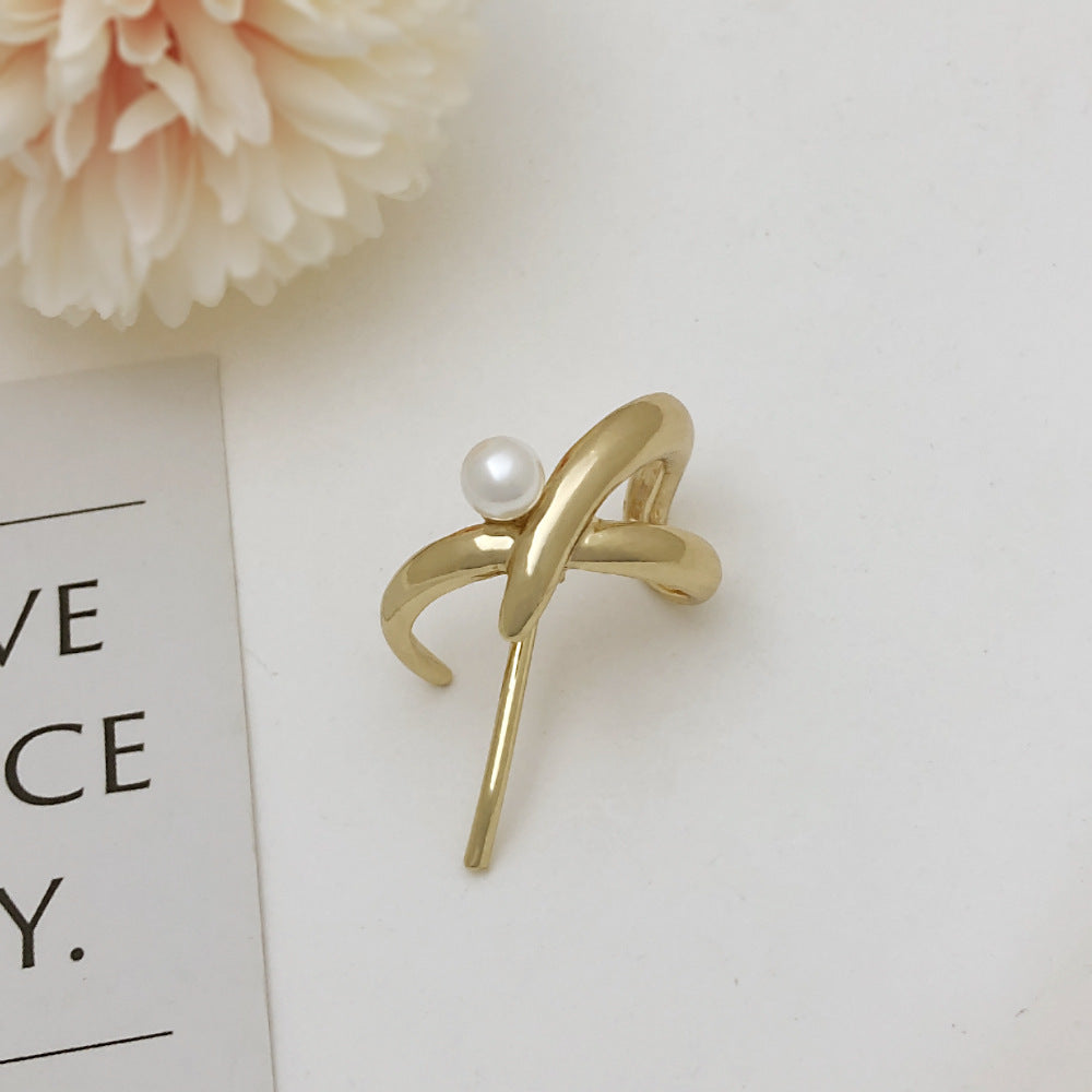 Ins Style Barrettes Ponytail Release Buckle Retro Pearl