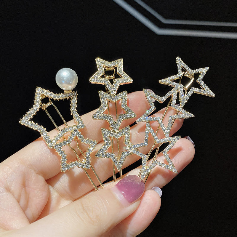 Five-pointed star rhinestone hair clip Liu Haibin clip