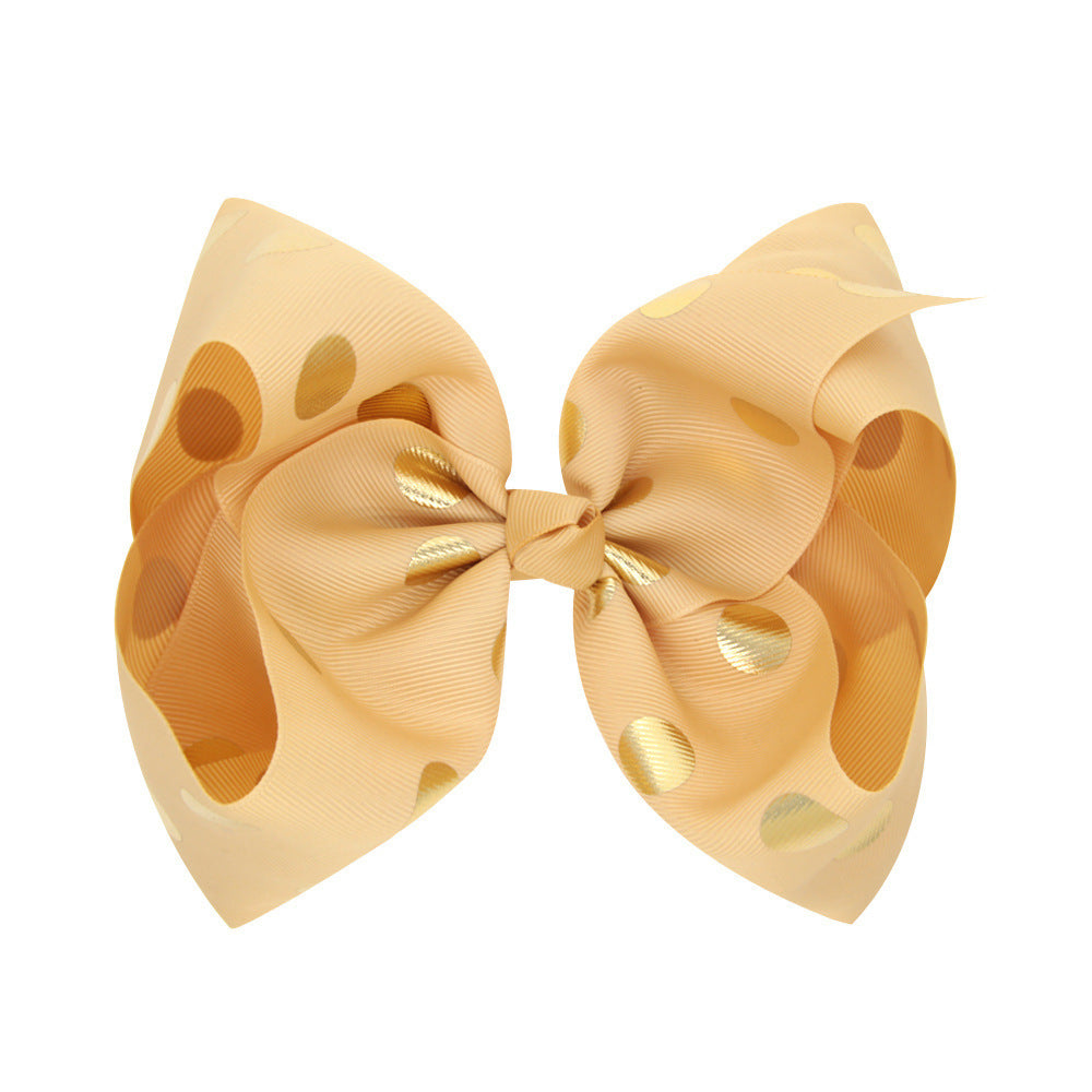 8 Inch Large Bronzing Dot Bow Hair Clip