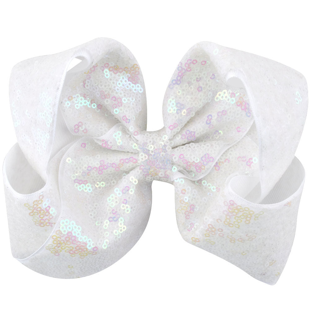 Women's Solid Color Sequin Big Bow Hair Clip