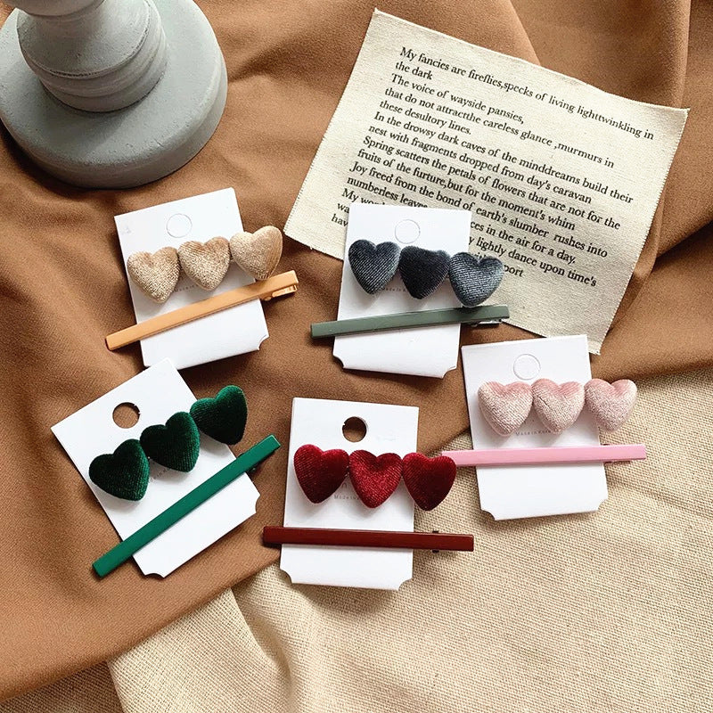 Fashion Girl Retro Velvet Love Hair Clip Set