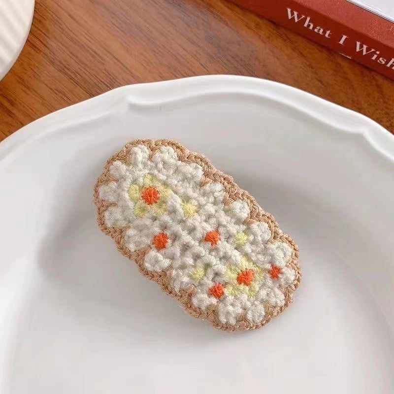 Versatile Knitted Yarn Sweet Flower Hair Clip