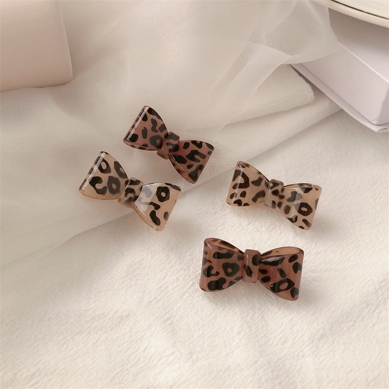 Bow Leopard Print Hair Pin All-match Side Clip