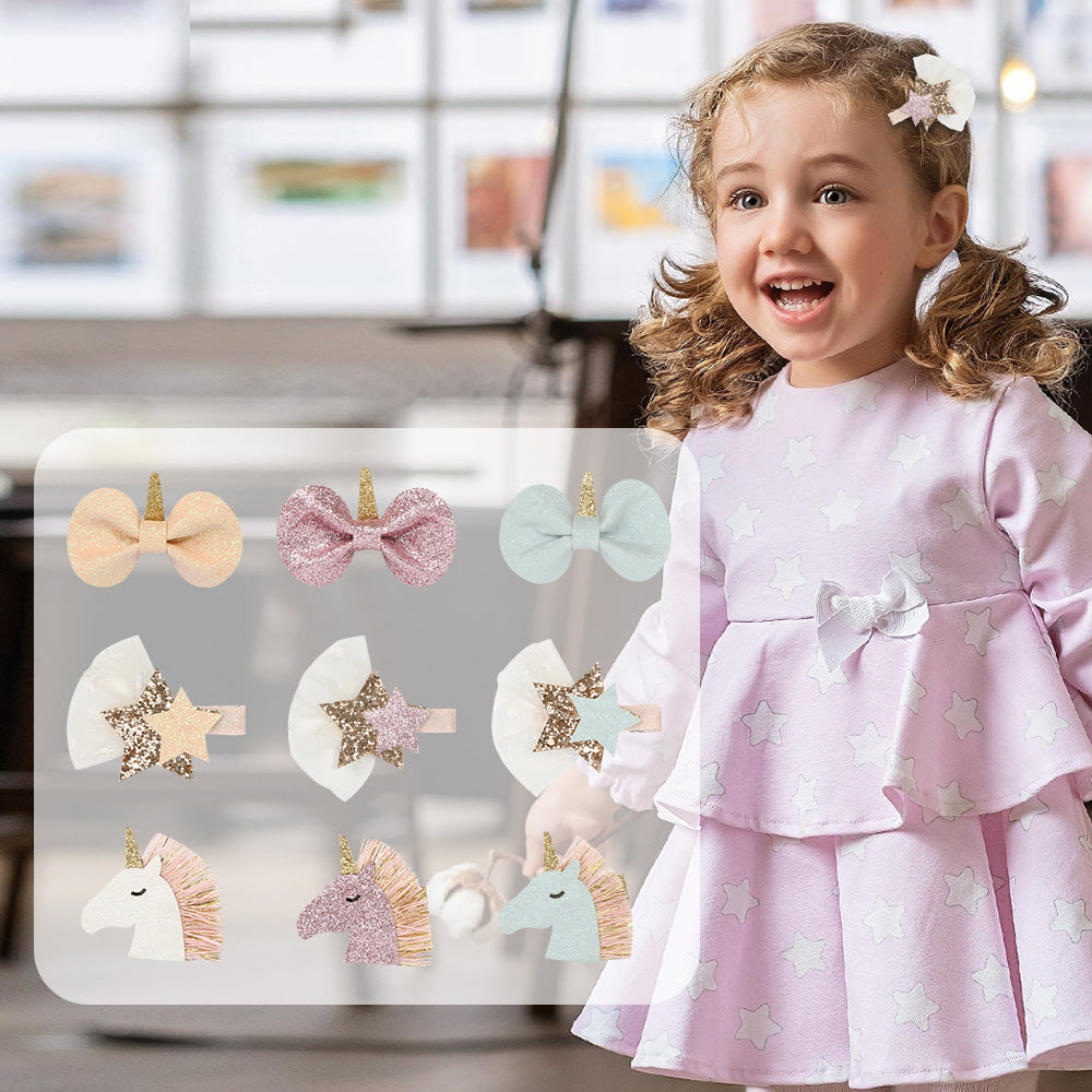 Children's Glitter Bow Star Decorative Hair Clip
