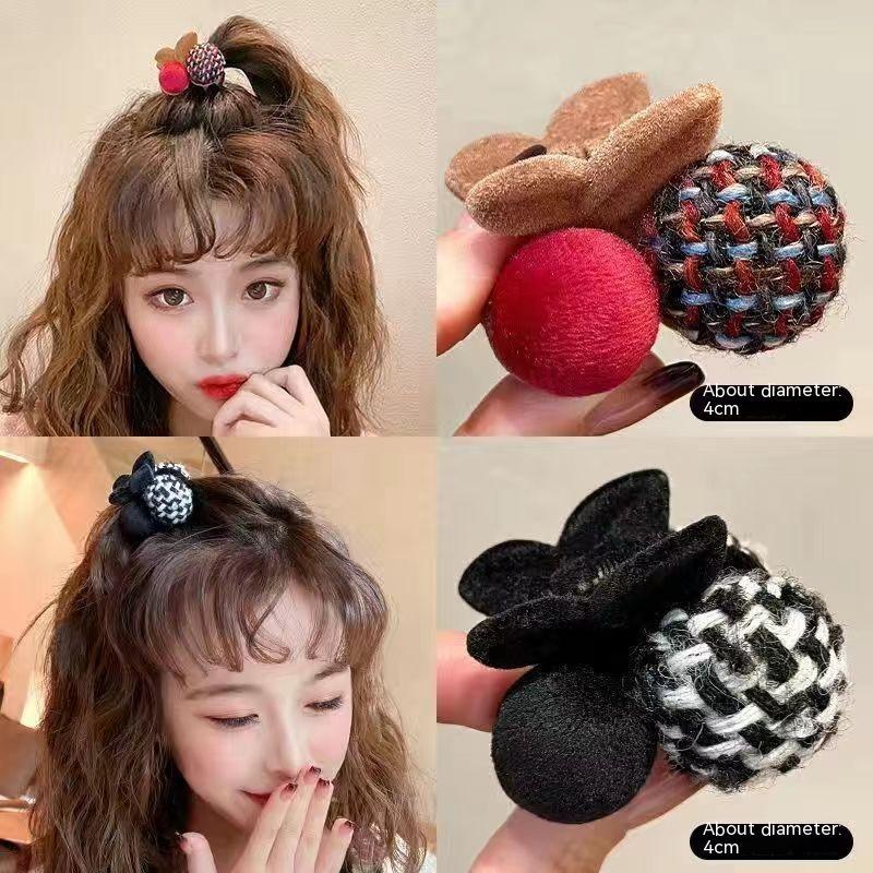 Fur Ball Flocking High Ponytail Cropped Hair Clip