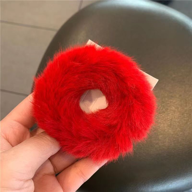 Plush Hair Ring Large Intestine Ring Candy Color Hair Rope