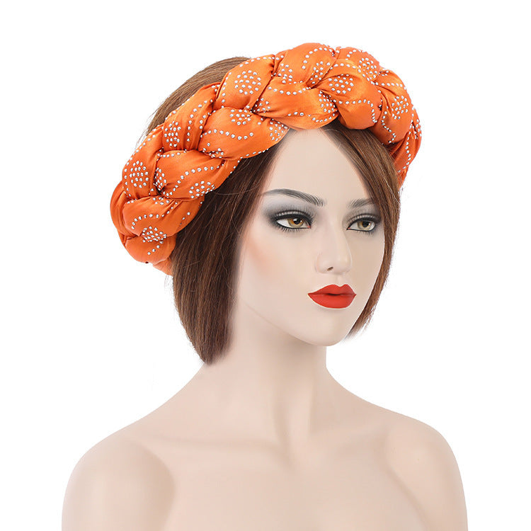 Satin Multicolor Perm Drill New Twist Braid Hairband Hair Ring