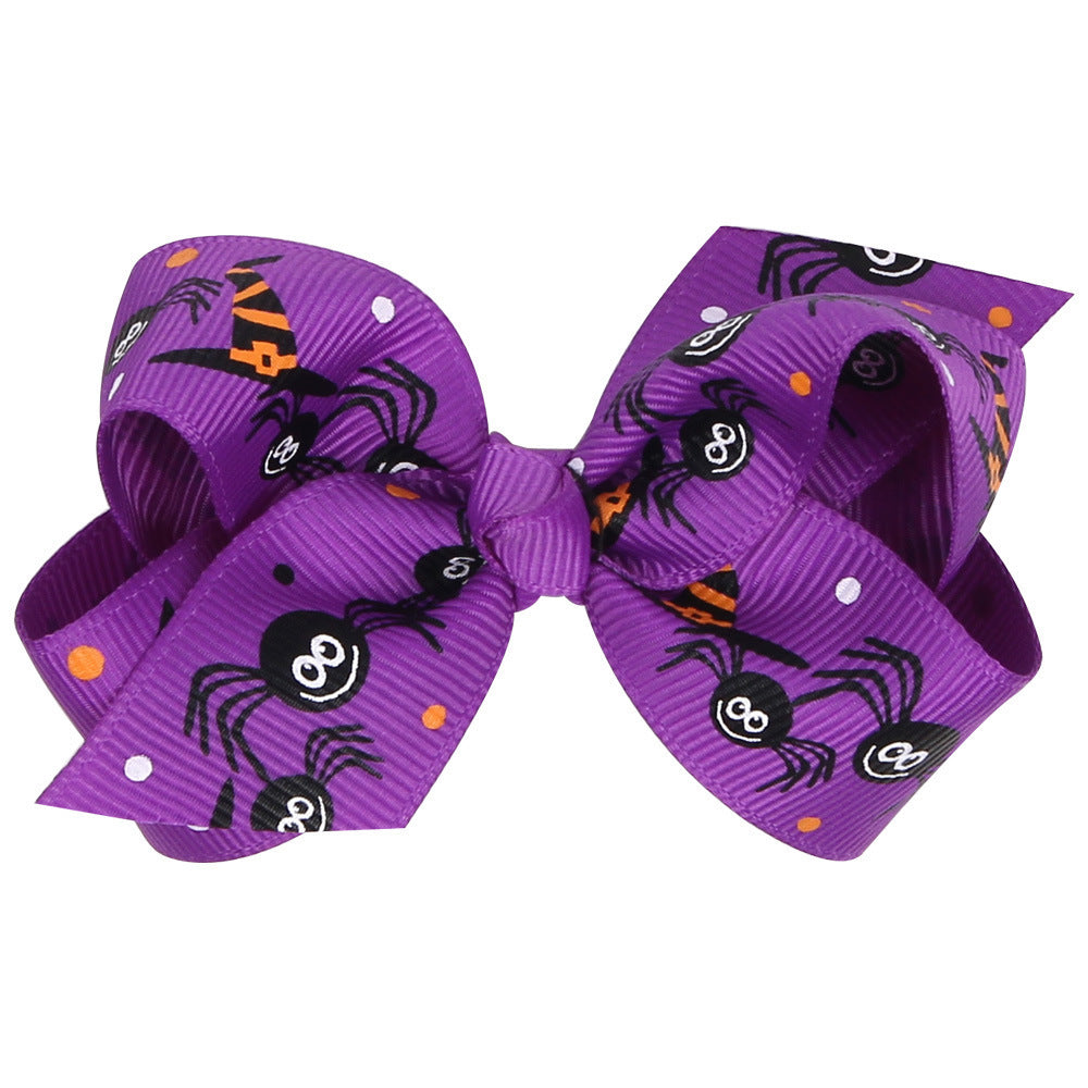 Children's Fashion Halloween Cartoon Print Bow Barrettes