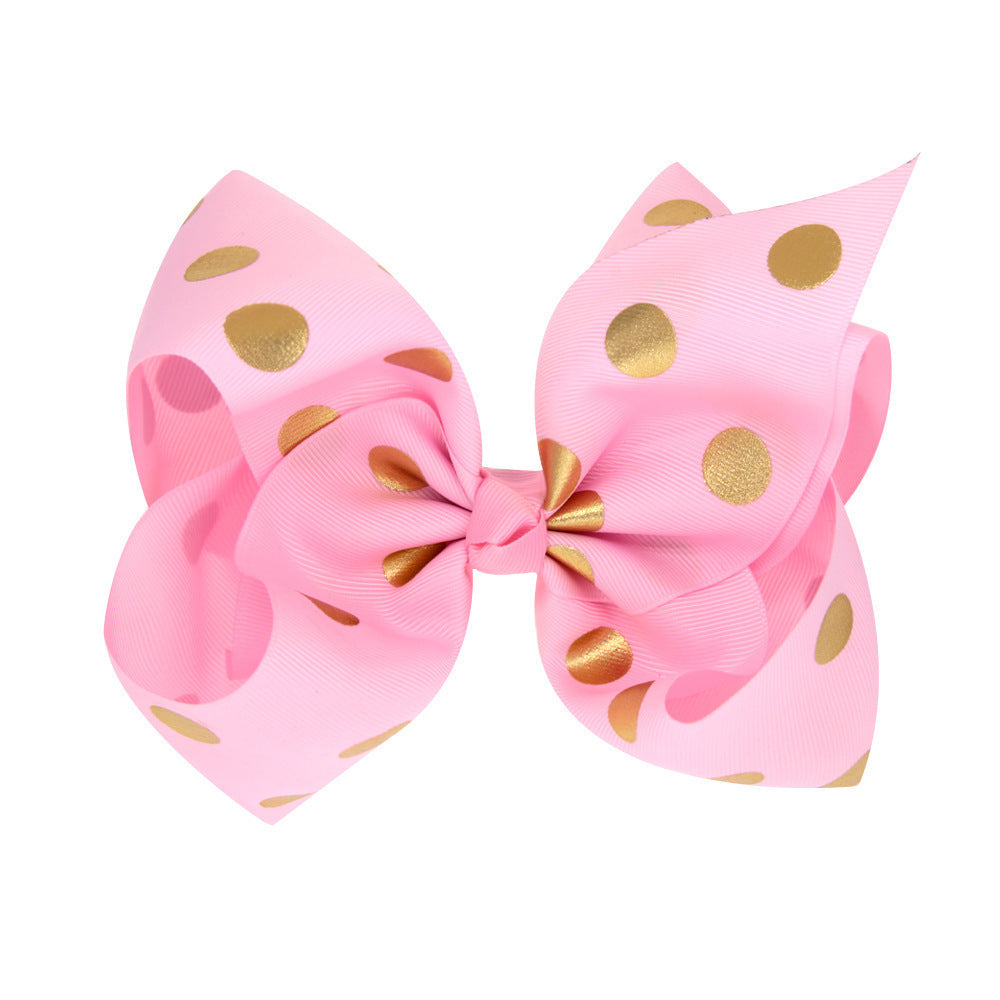 8 Inch Large Bronzing Dot Bow Hair Clip