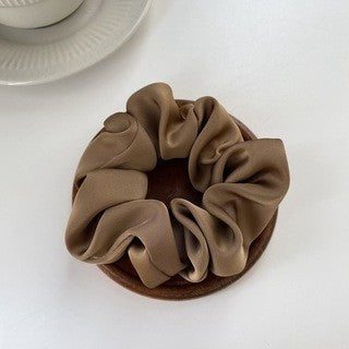 Cream Texture Silky Satin French Black Large Intestine Hair Ring