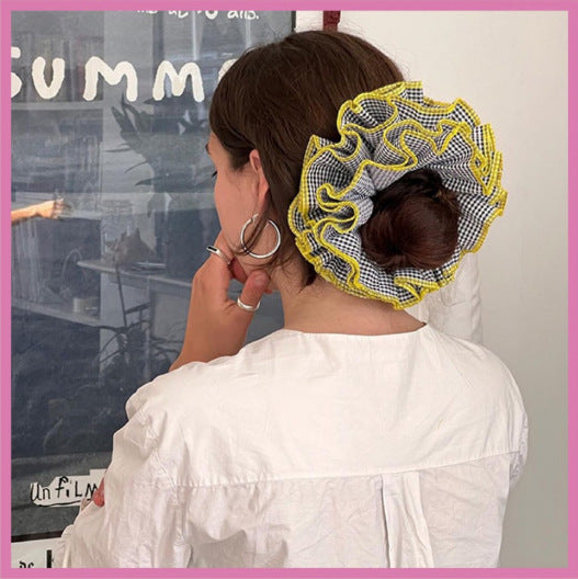 Beautiful Special-interest Design Four-layer Plaid Lace Hair Ring Handmade Girl Ins