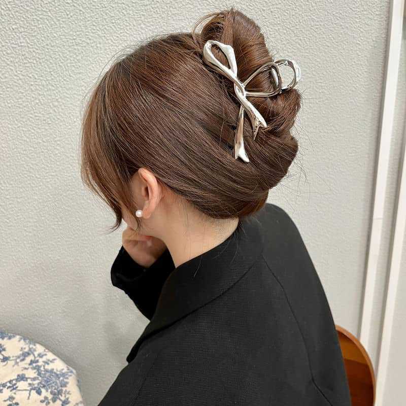 Best Ribbon Bowknot Barrettes Women's High-end Metal Clip